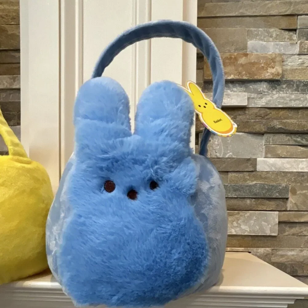 Peeps Plush Bunny Baskets Yellow Blue Set 10x8 in Easter/Candy Themed